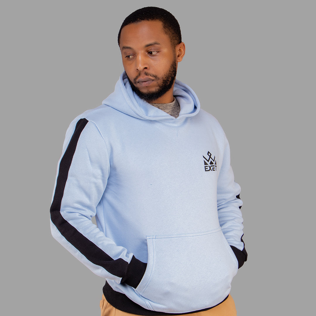 Exetwear Hoodie in Sky Blue (Black Stripes)