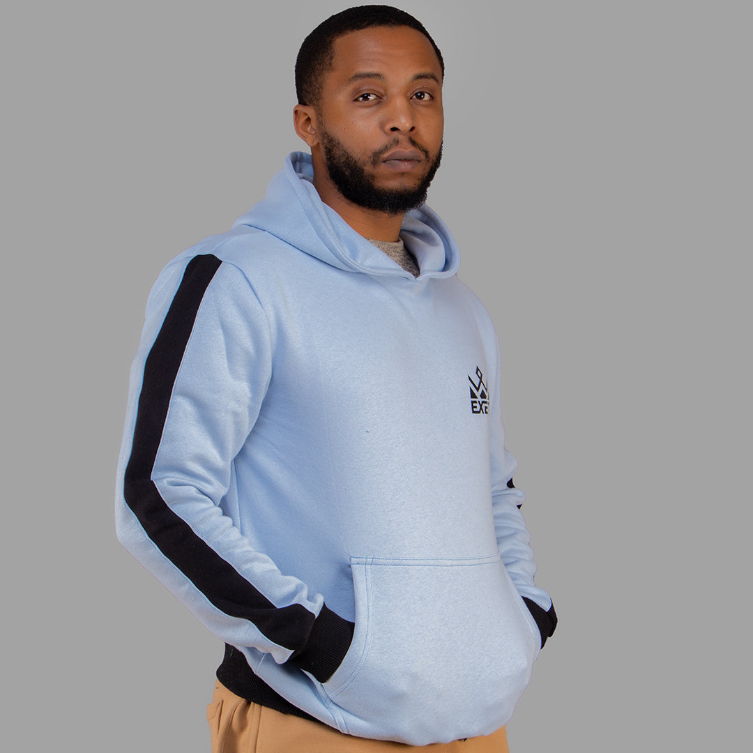 Exetwear Hoodie in Sky Blue (Black Stripes)