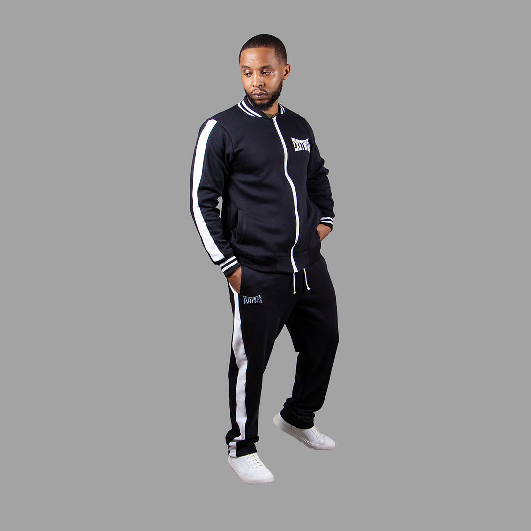 Men's Jacket Set in Black with White Stripes