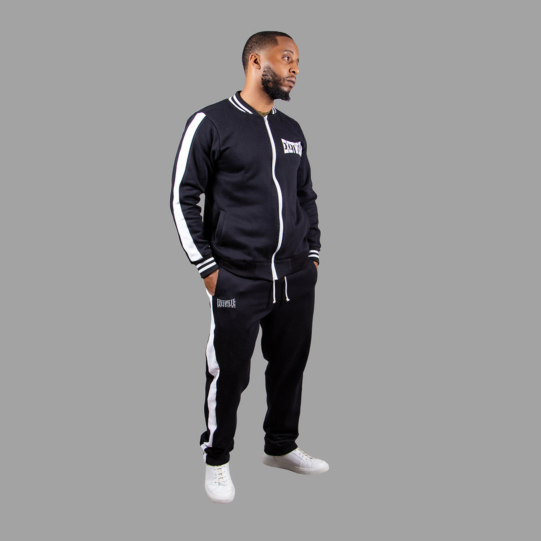 Men's Jacket Set in Black with White Stripes