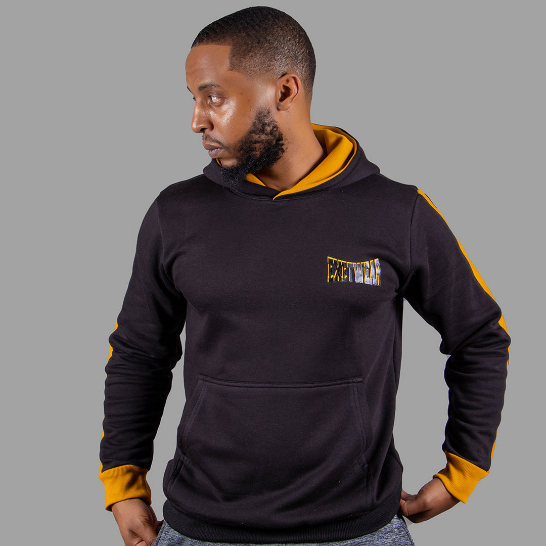 Men's Hoodie Set with Mustard Yellow Stripe