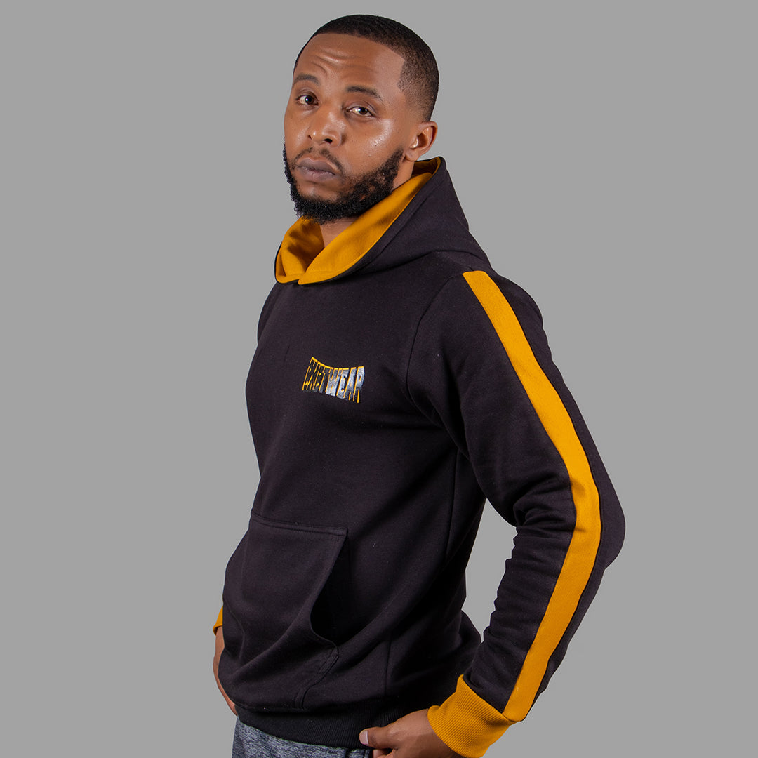 Hoodie with yellow stripes hotsell