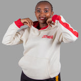 Women's Hoodie Set in Cream with Red Stripe