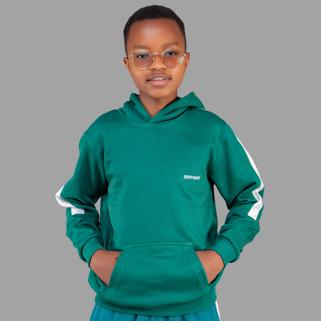 Exetwear Green/White Boys Hoodie