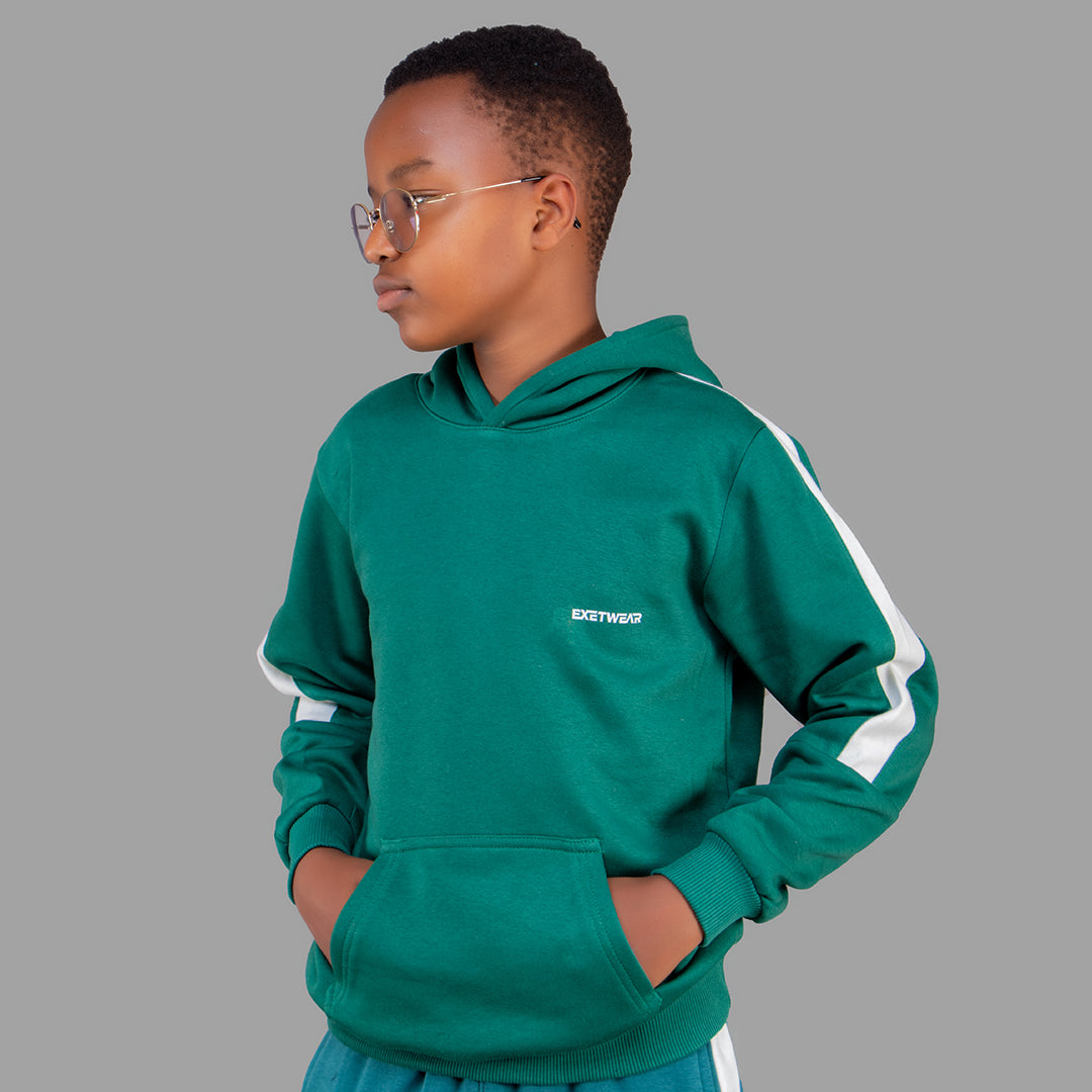 Exetwear Green/White Boys Hoodie