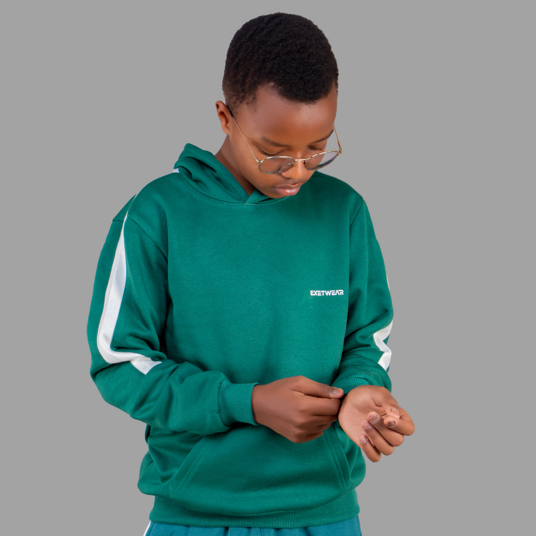 Exetwear Green/White Boys Hoodie