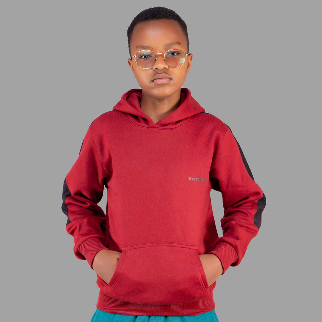 Exetwear Maroon/Black Boys Hoodie