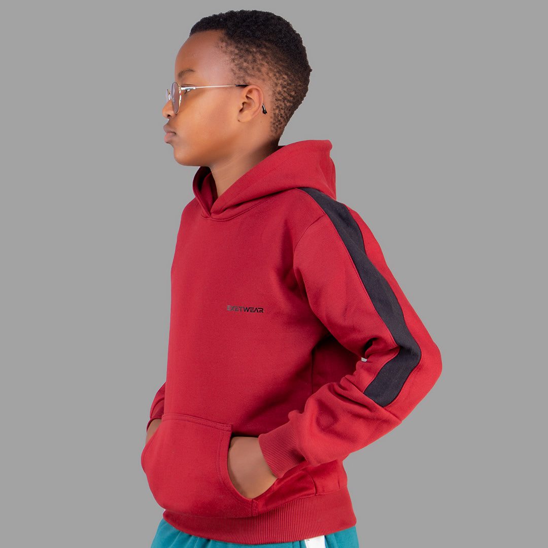 Exetwear Maroon/Black Boys Hoodie