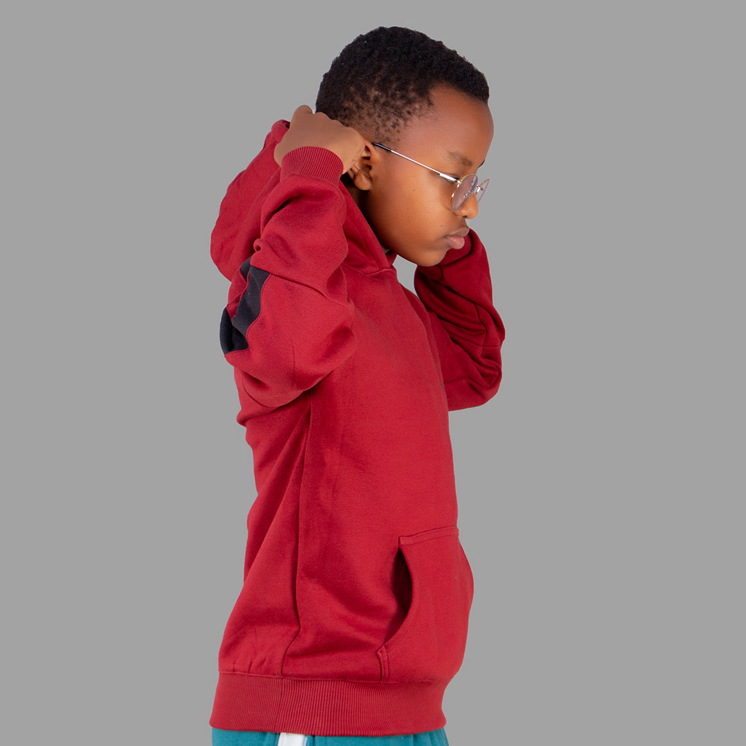 Exetwear Maroon/Black Boys Hoodie