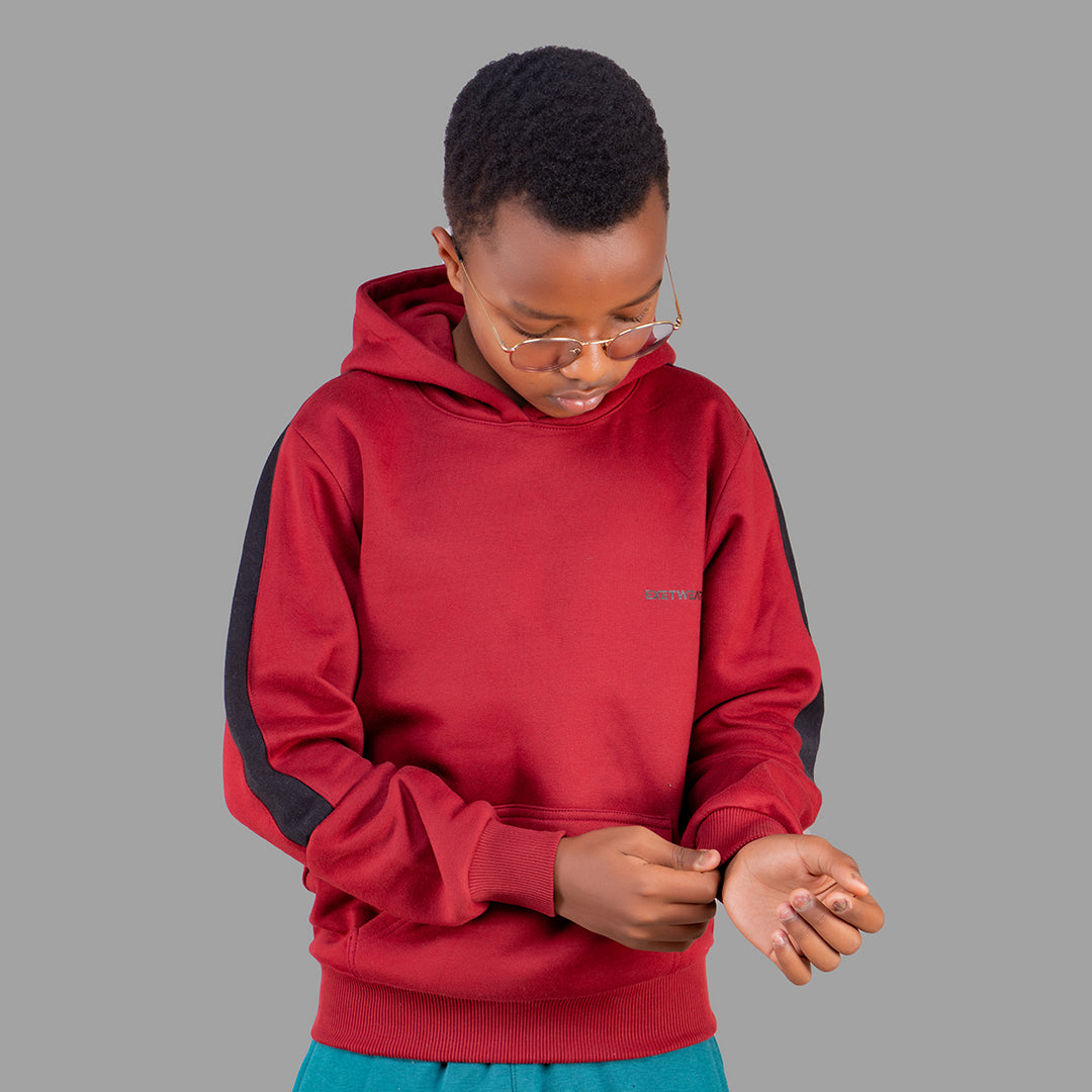 Exetwear Maroon/Black Boys Hoodie