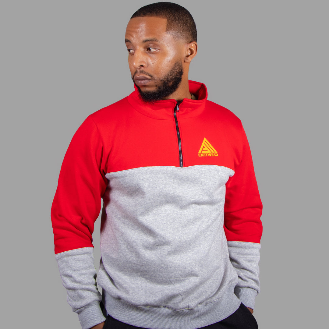 Men Sweatshirt (Light Grey/Red)