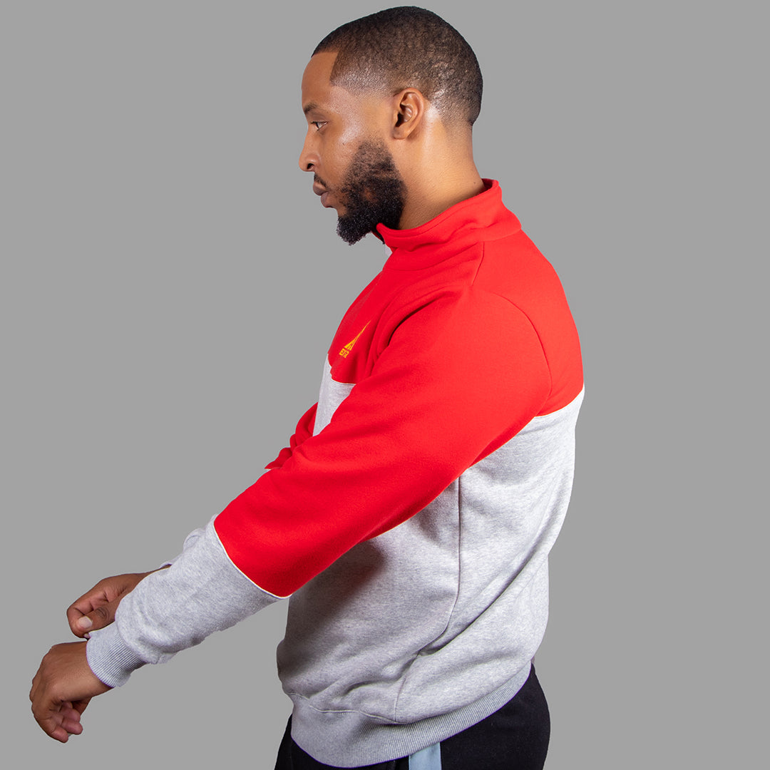 Men Sweatshirt (Light Grey/Red)