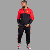Men's Zip-Up Sweatshirt Set (Black/Red)