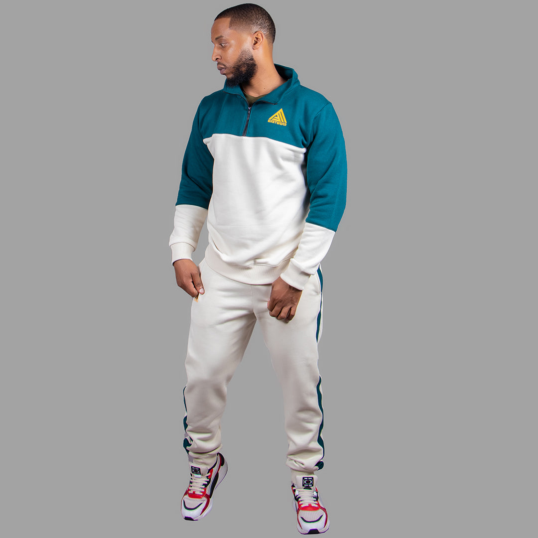 Men's Zip-Up Sweatshirt Set (Off-white/Blue Canard)