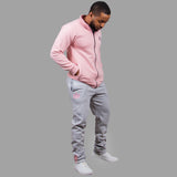 Men Light Pink and Light Grey Sweatsuit Set