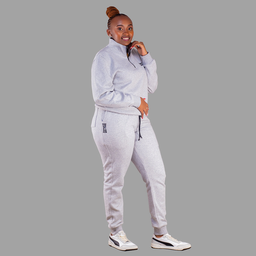 Women Zip-up sweatshirt set (Light Grey)