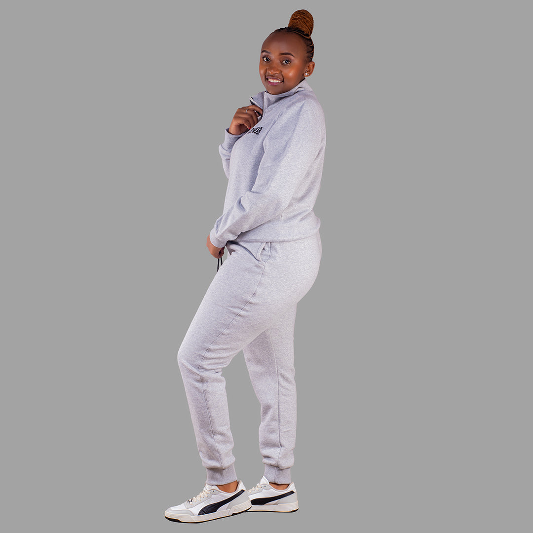 Women Zip-up sweatshirt set (Light Grey)