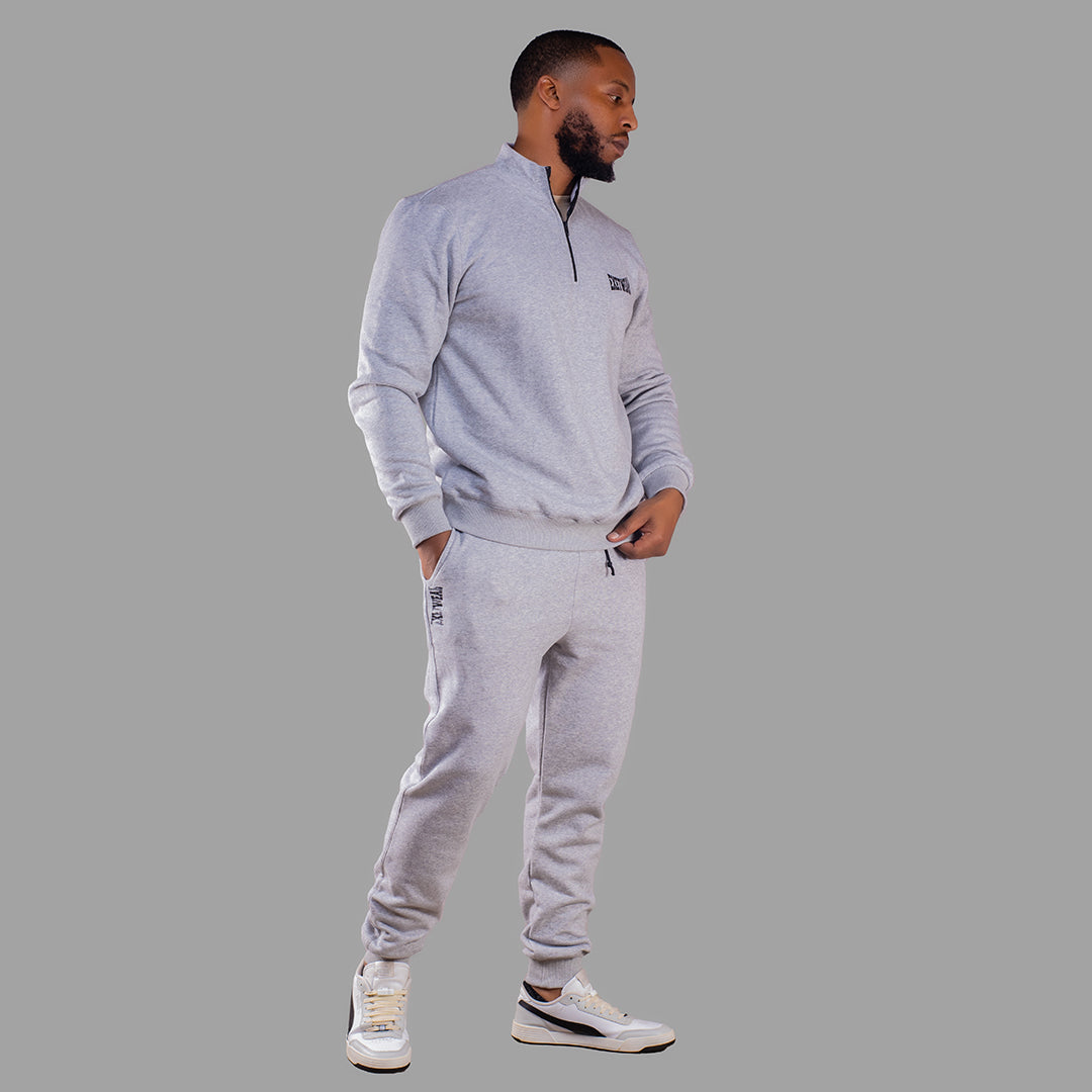 Men Zip-up sweatshirt set (Light Grey)