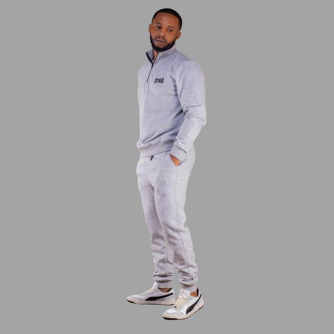 Men Zip-up sweatshirt set (Light Grey)