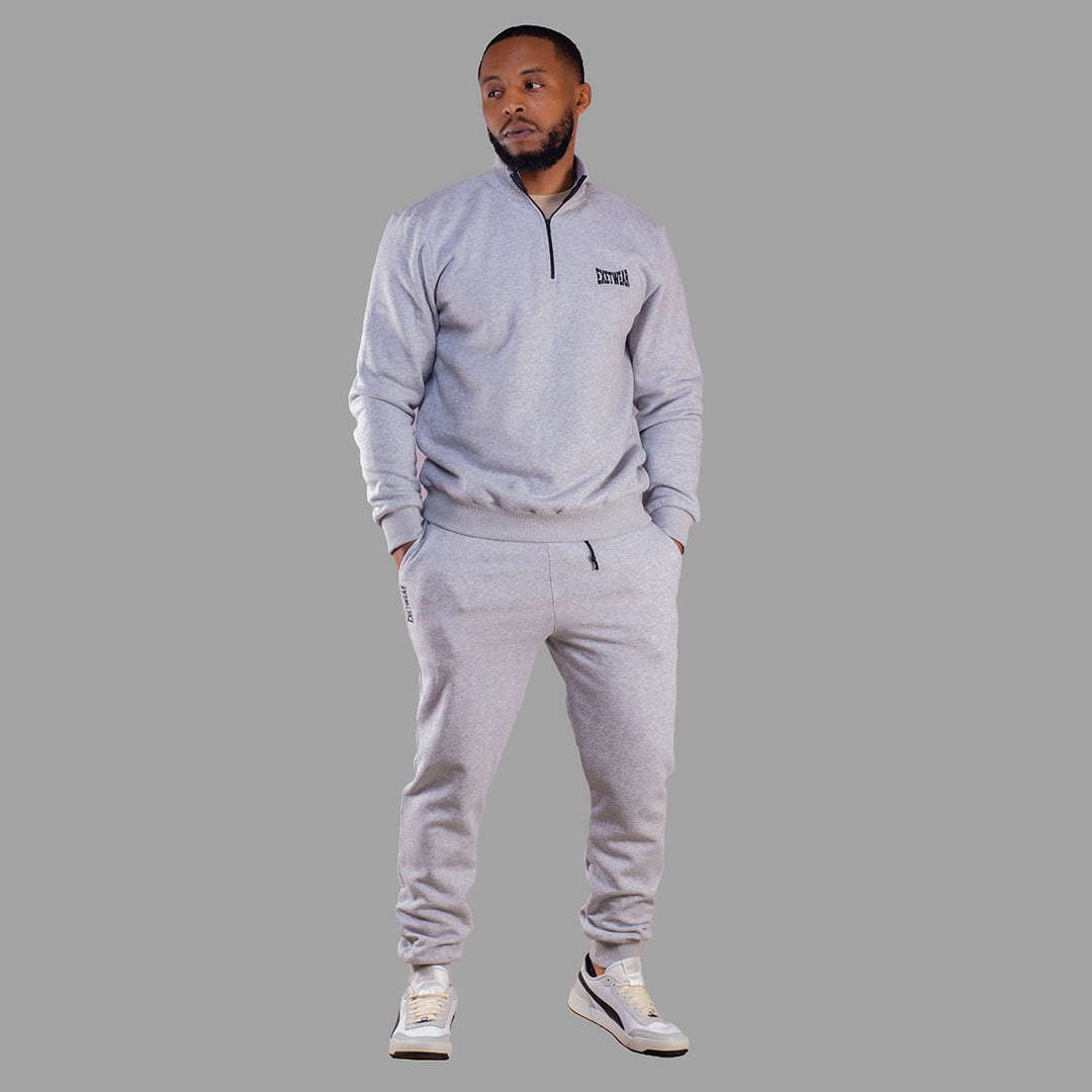 Men Zip-up sweatshirt set (Light Grey)