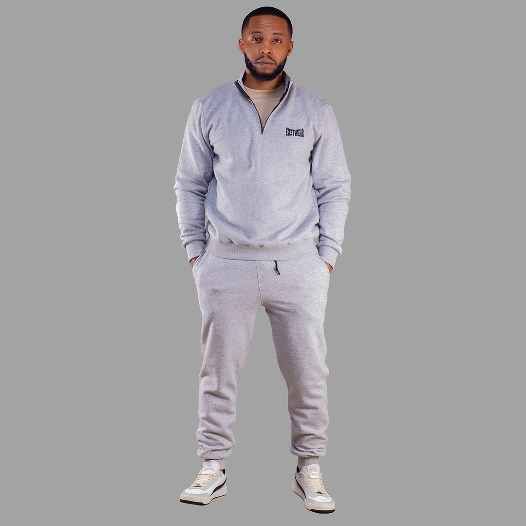 Men Zip-up sweatshirt set (Light Grey)