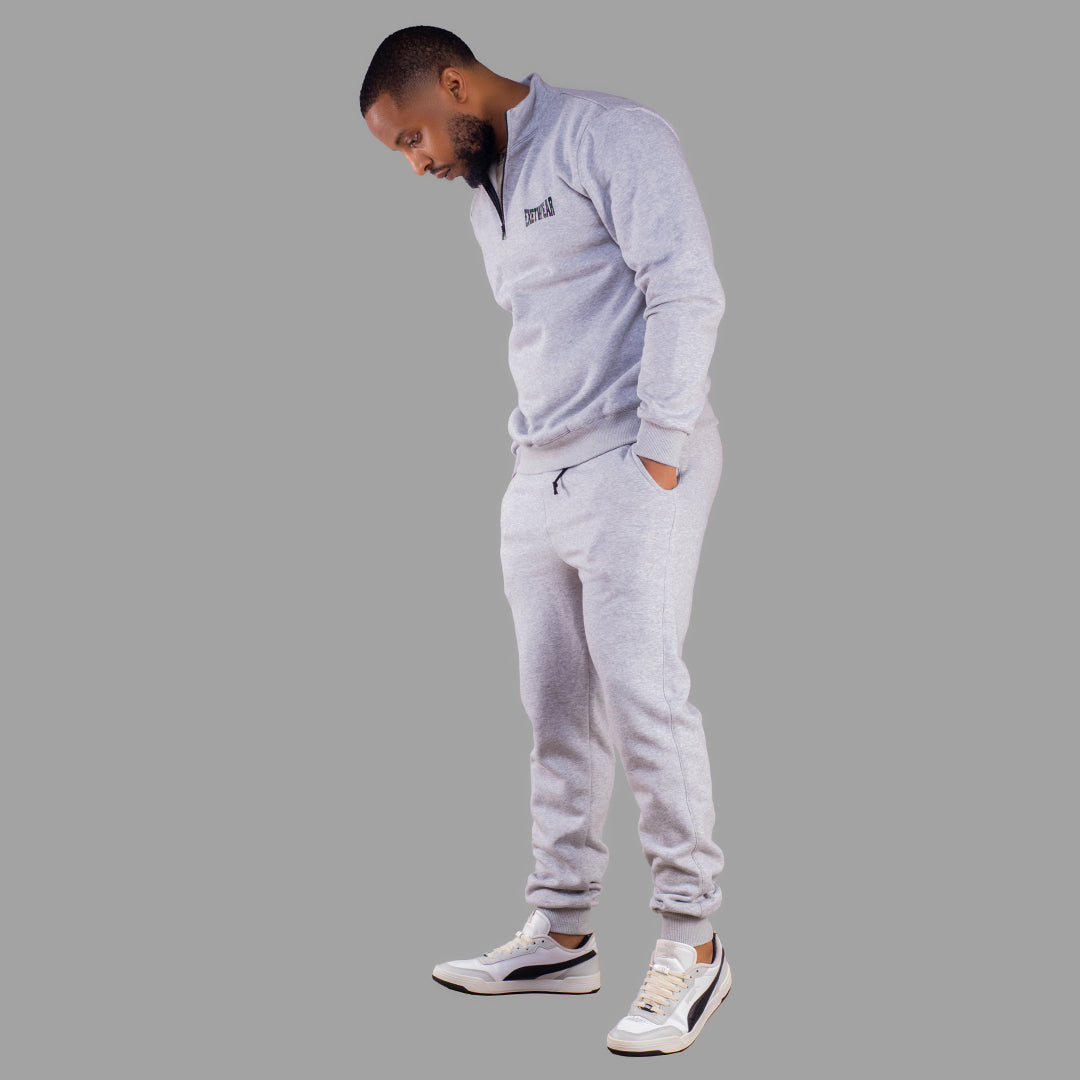 Men Zip-up sweatshirt set (Light Grey)