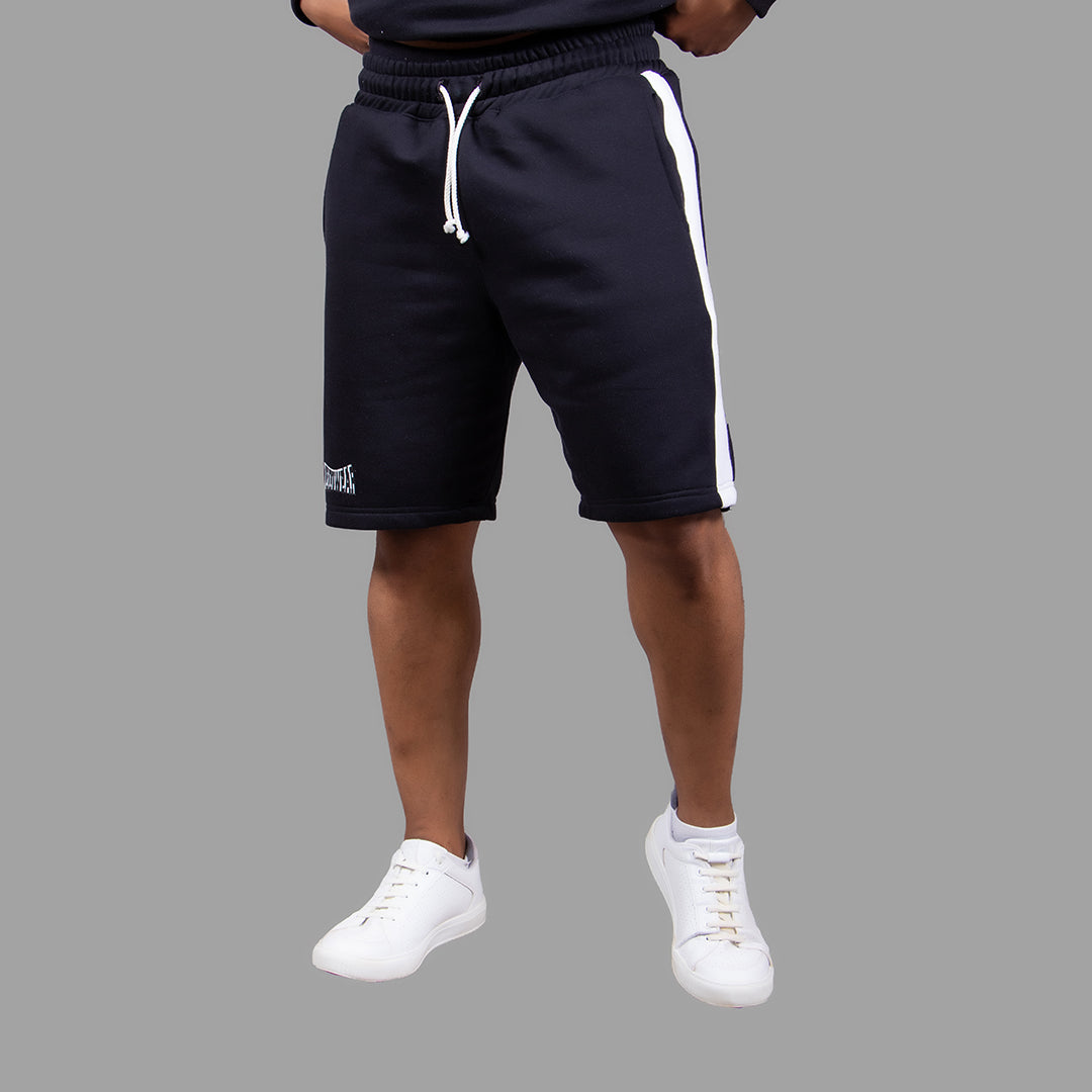 Men's Striped Sweatshirt Short Set (Black)