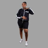Women's Striped Jacket Short Set (Black)
