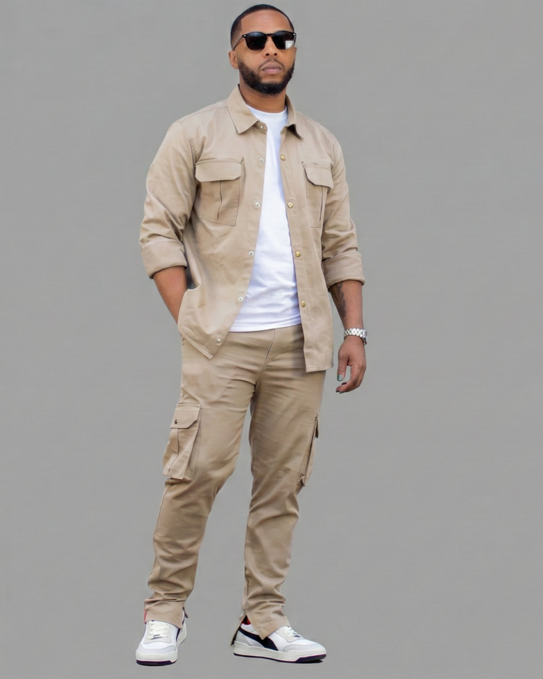 Cotton Twill Shirt &amp; Cargo Pants Set