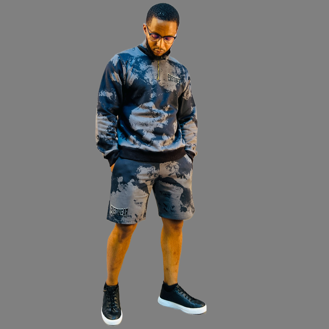 Men sweatshirt and short set (CamoBlack)