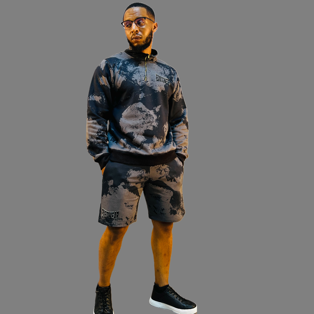 Men sweatshirt and short set (CamoBlack)