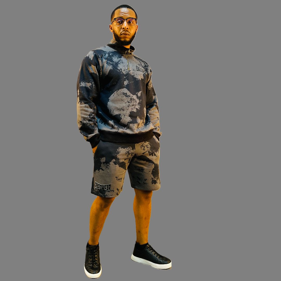 Men sweatshirt and short set (CamoBlack)