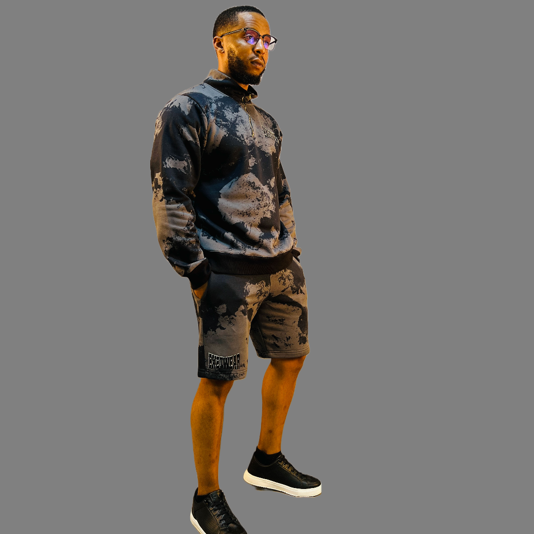 Men sweatshirt and short set (CamoBlack)