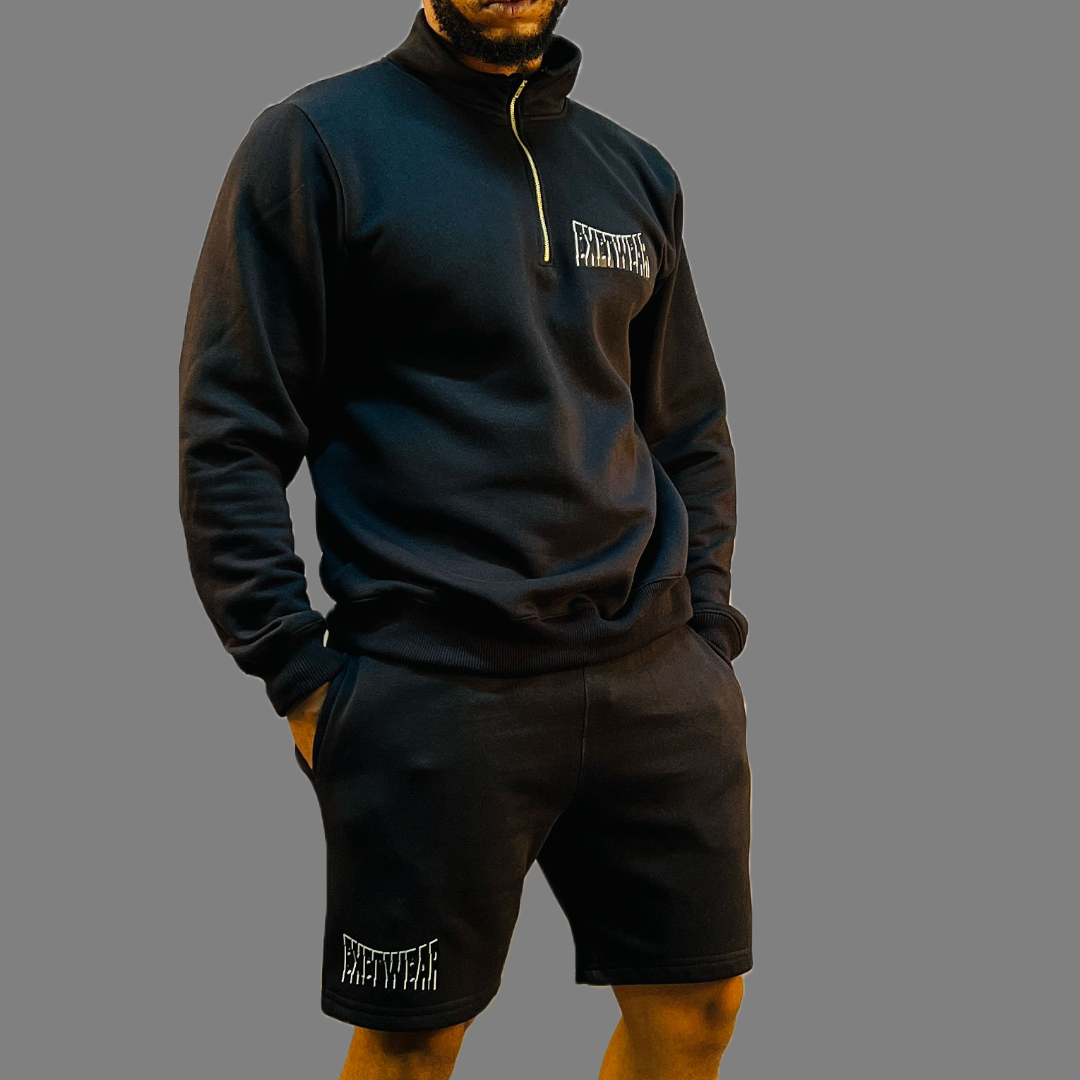 Men sweatshirt and short set (Black)