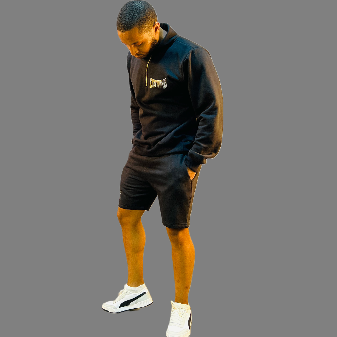 Men sweatshirt and short set (Black)