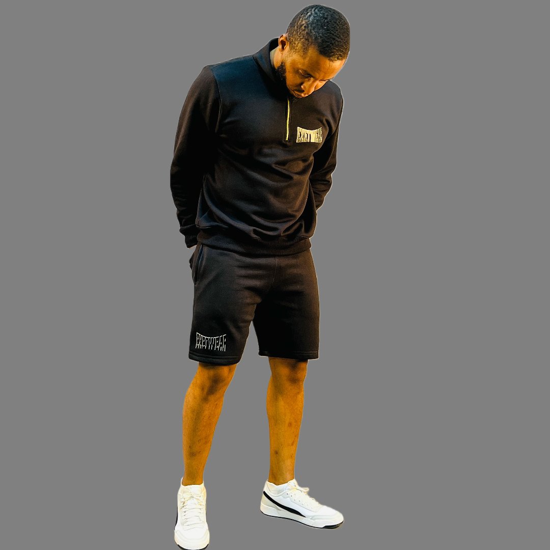 Men sweatshirt and short set (Black)