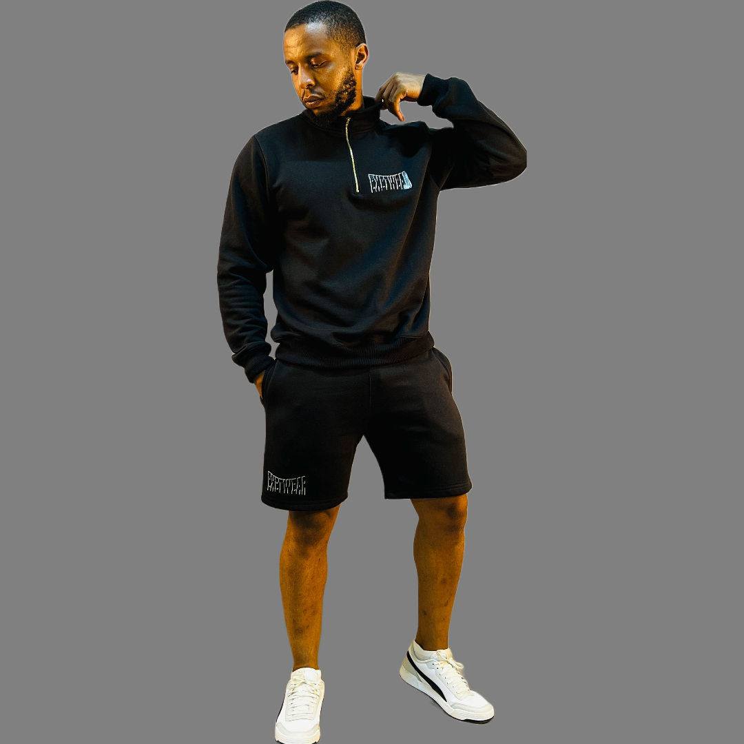 Men sweatshirt and short set (Black)