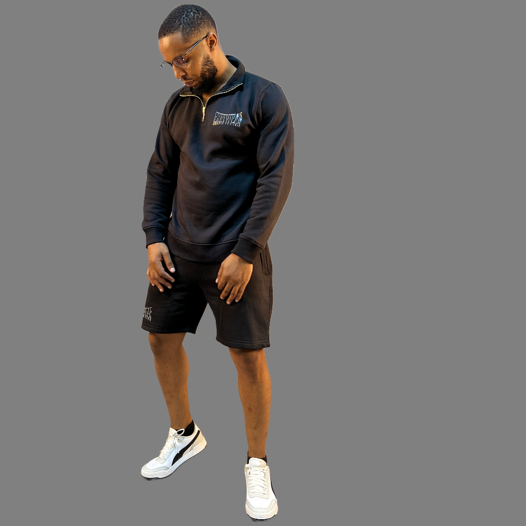 Men sweatshirt and short set (Black)