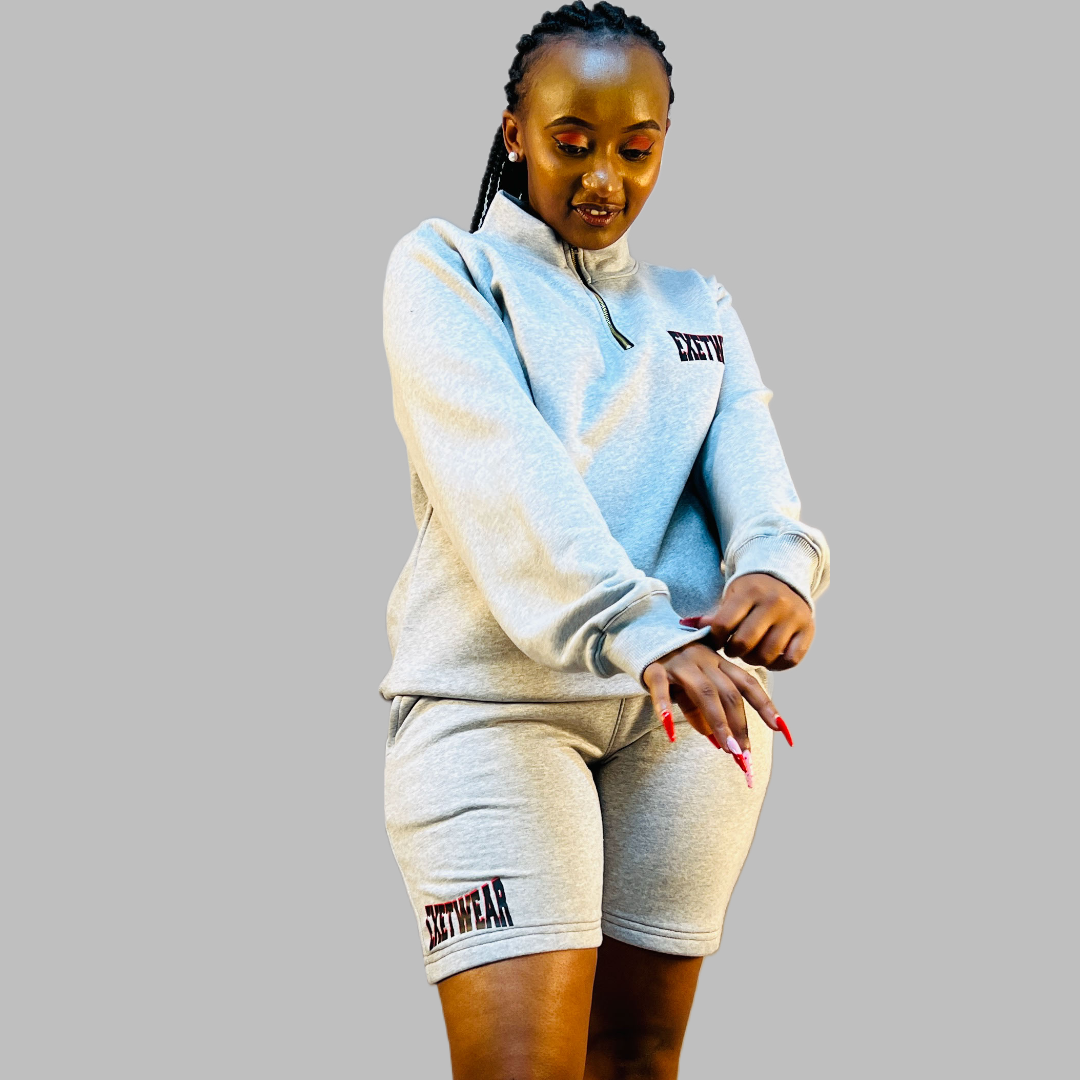 Women sweatshirt and short set (Light Grey )