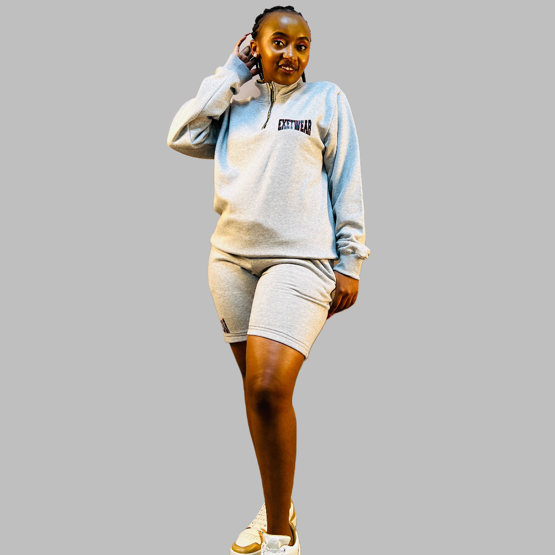 Women sweatshirt and short set (Light Grey )