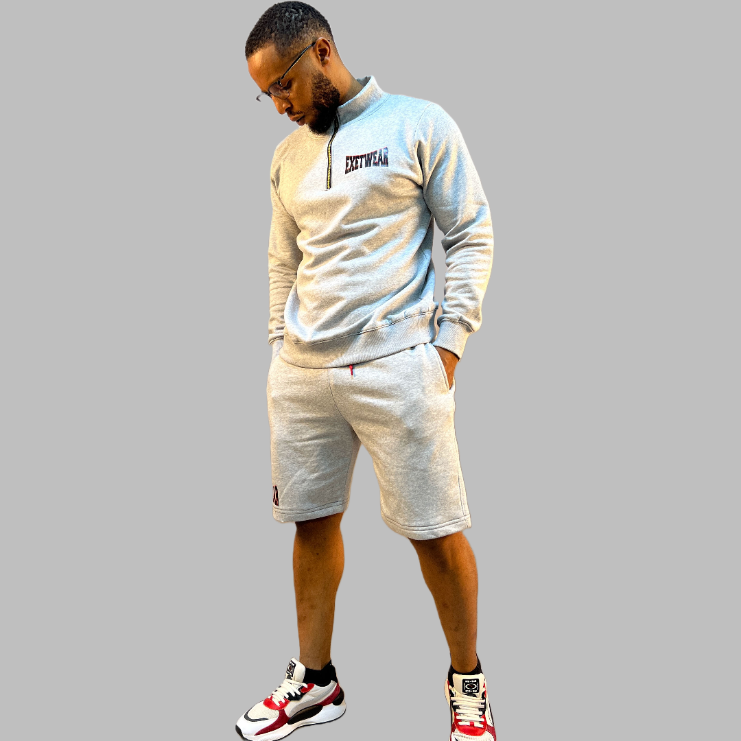 Men's sweatshirt and short set (Light Grey )