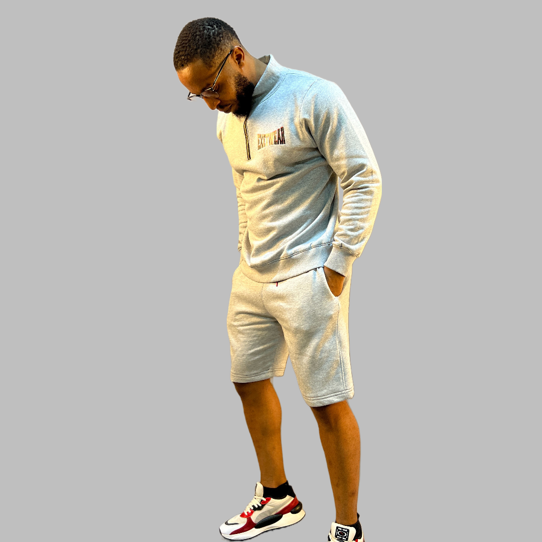 Men's sweatshirt and short set (Light Grey )