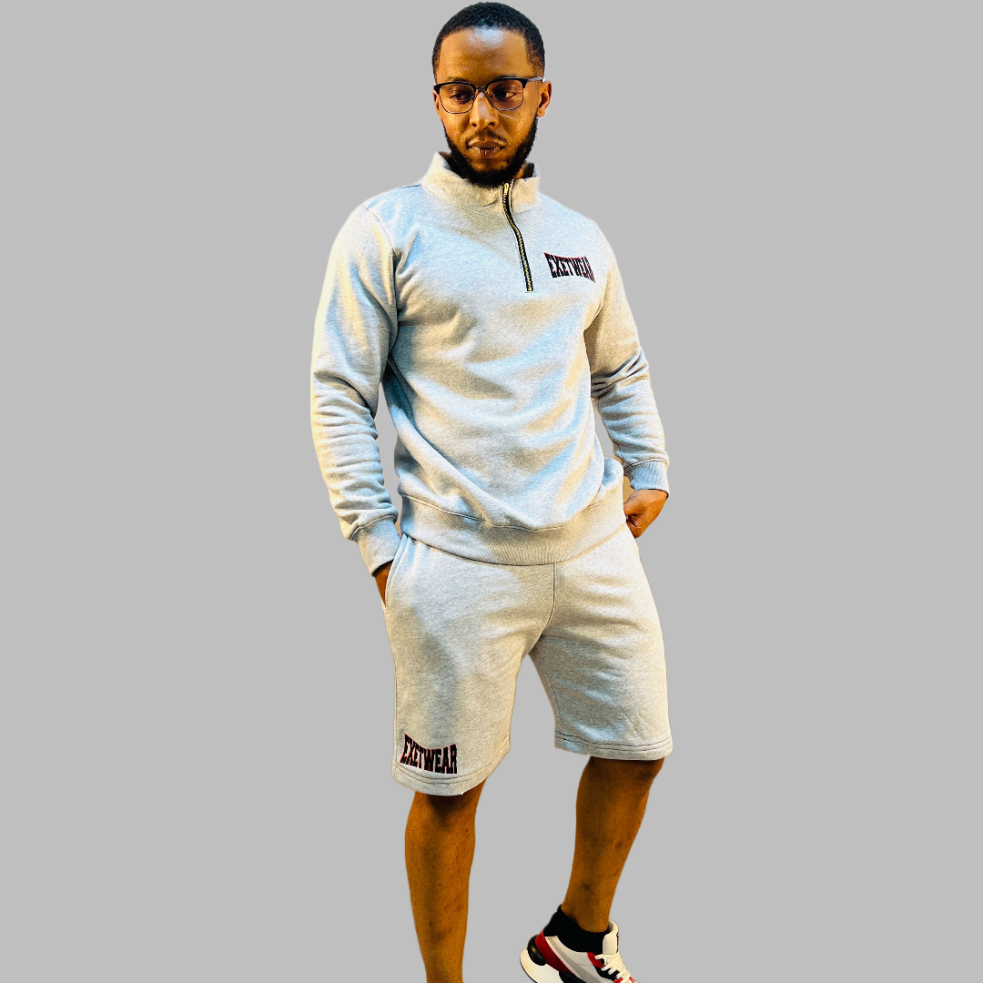 Men's sweatshirt and short set (Light Grey )