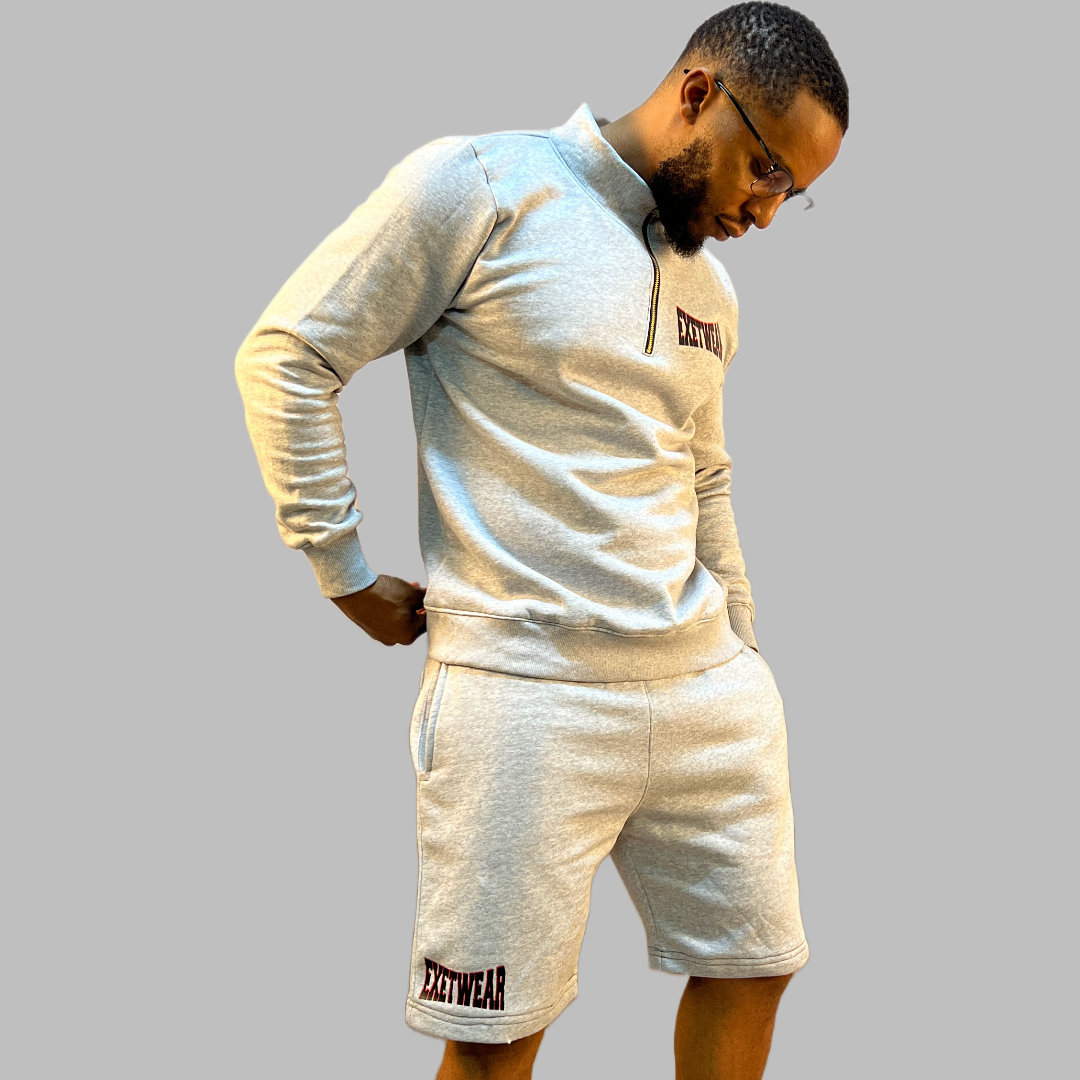 Men's sweatshirt and short set (Light Grey )