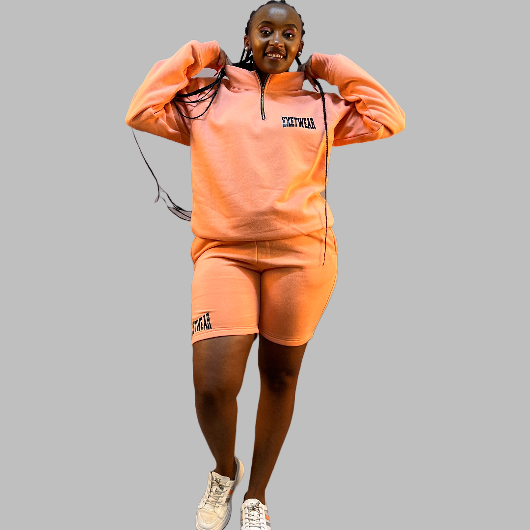 Women sweatshirt and short set (Peach)