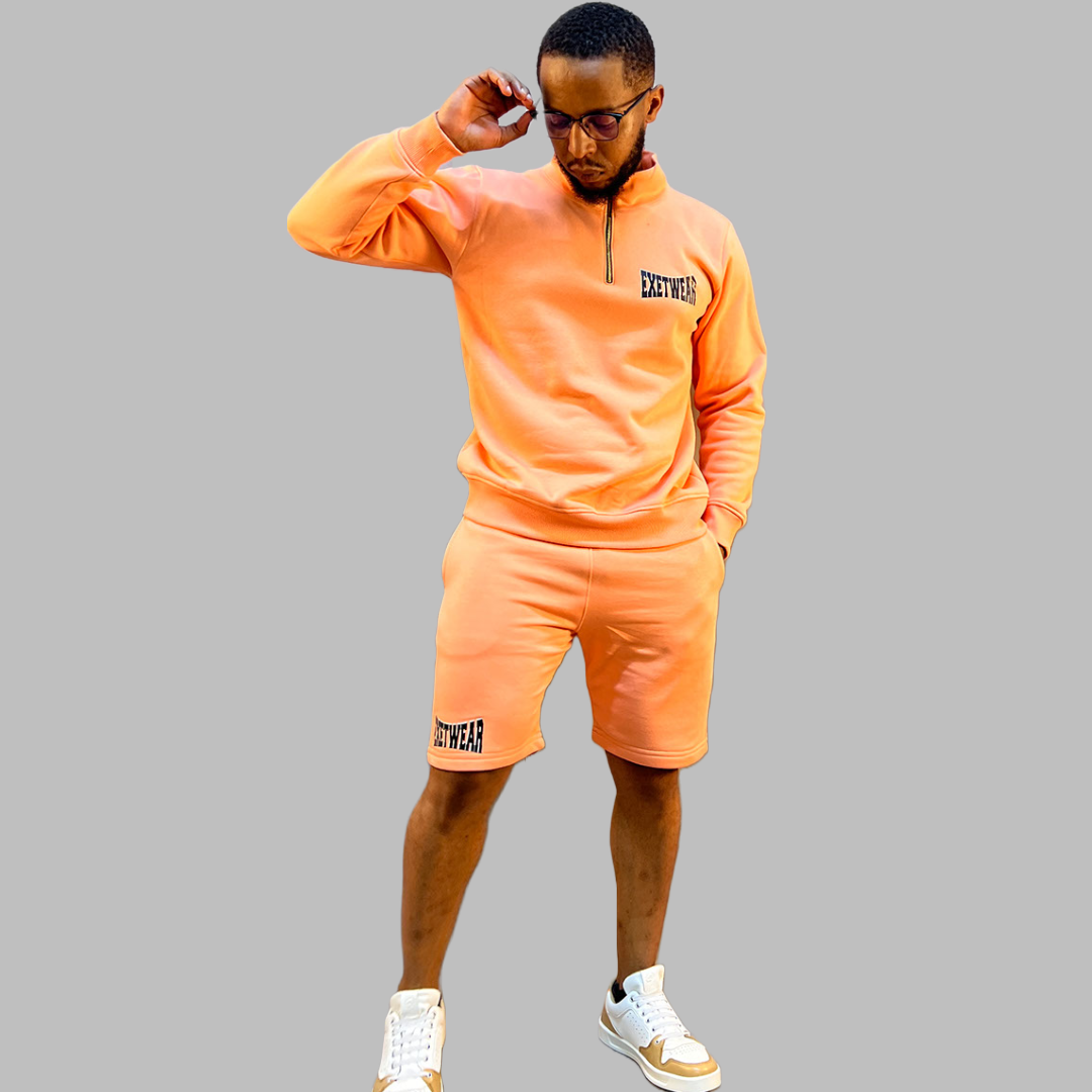 Men sweatshirt and short set (Peach)