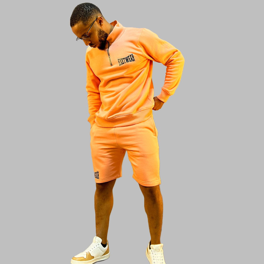 Men sweatshirt and short set (Peach)