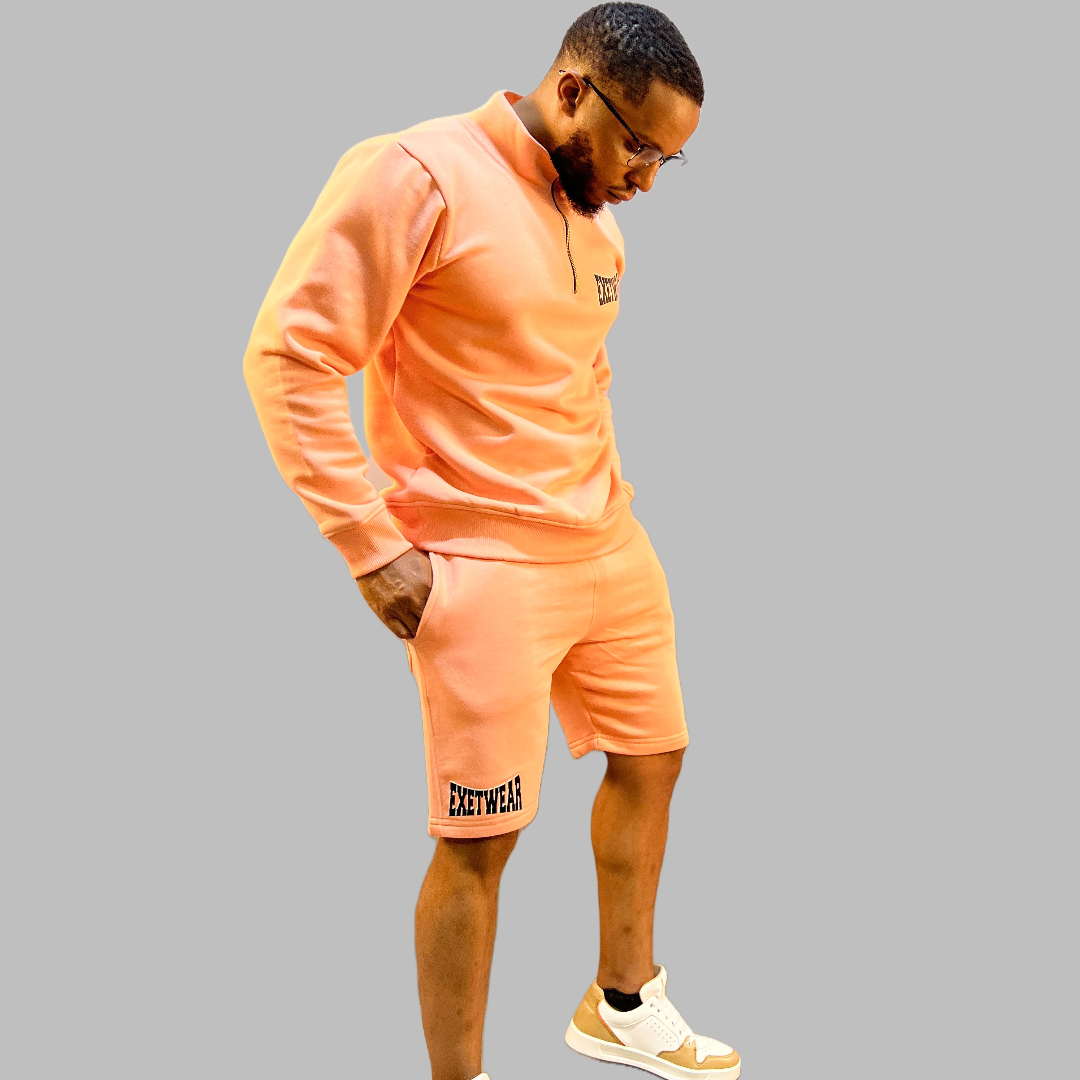 Men sweatshirt and short set (Peach)