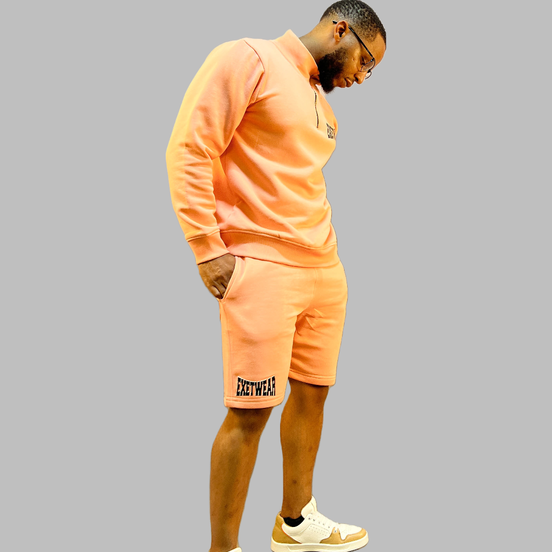 Men sweatshirt and short set (Peach)