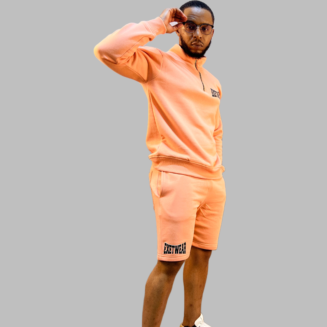 Men sweatshirt and short set (Peach)